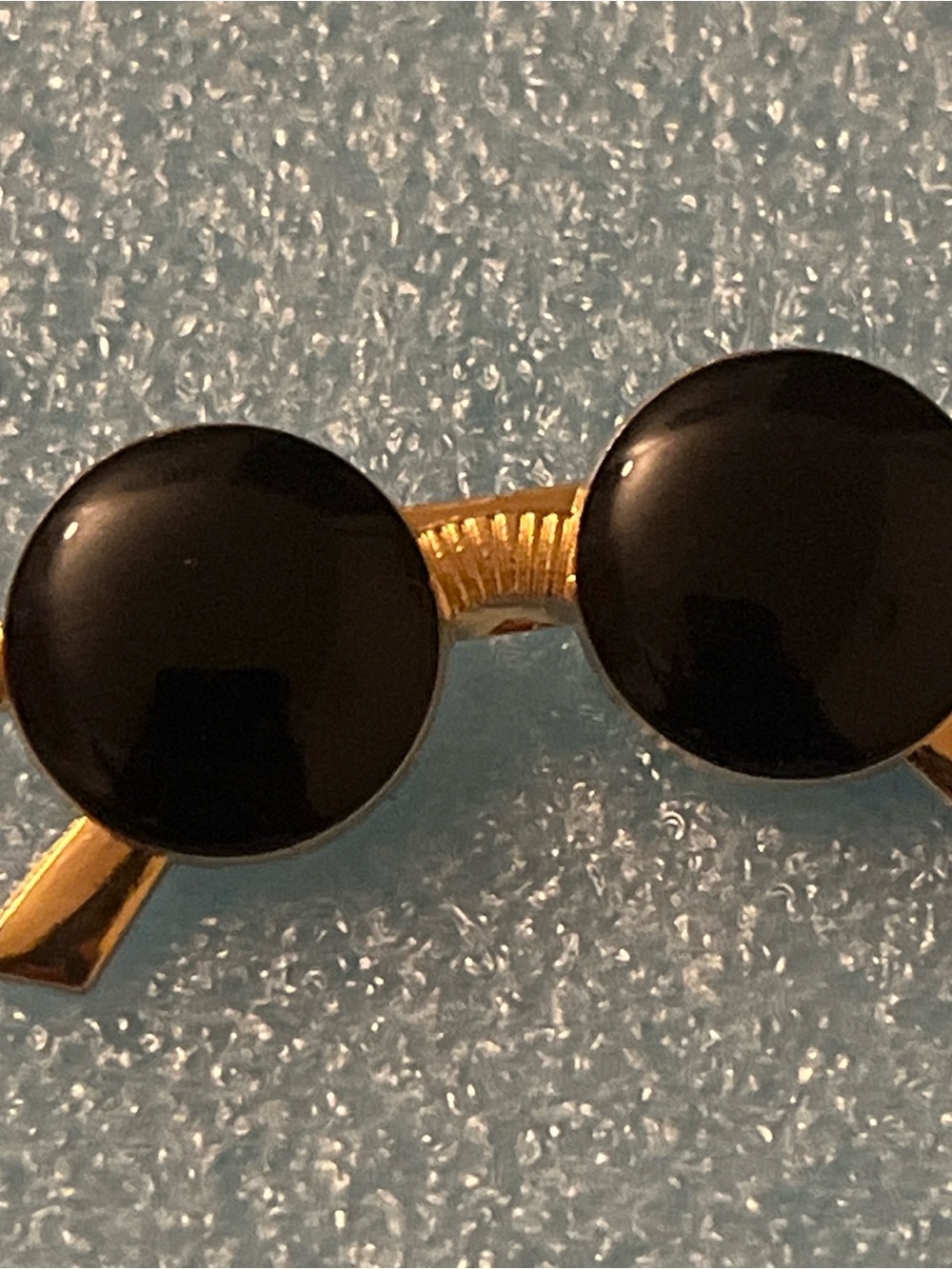Round Black Lens Sunglasses pin with Gold Frame